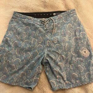 VISSLA Blue Paisley Swim Trunks